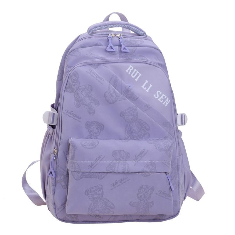 Schoolbag Japanese ins schoolbag female junior high school student bear printed backpack, casual versatile small fresh large-capacity backpack