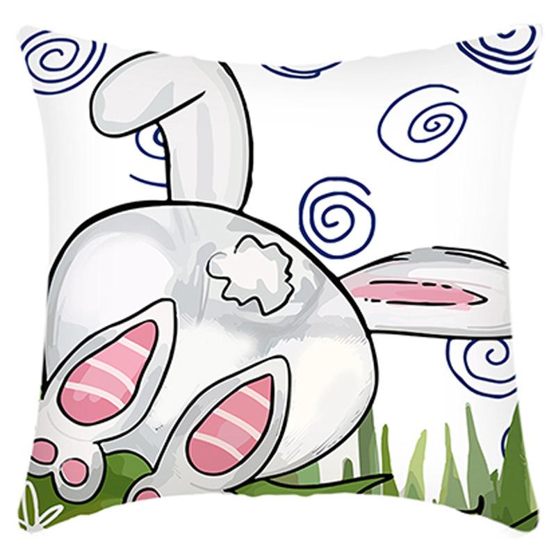 

New Easter Spring Pillow Rabbit Carrot Hand-painted Text Home Cushion Pillowcase 45x45cm