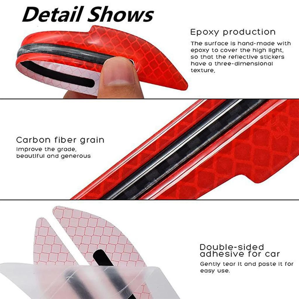 Car Reflective Stickers Door Edge Anti-collision Strips Fenders Glue Reflective Rearview Mirror Warning Stickers Body Scratches