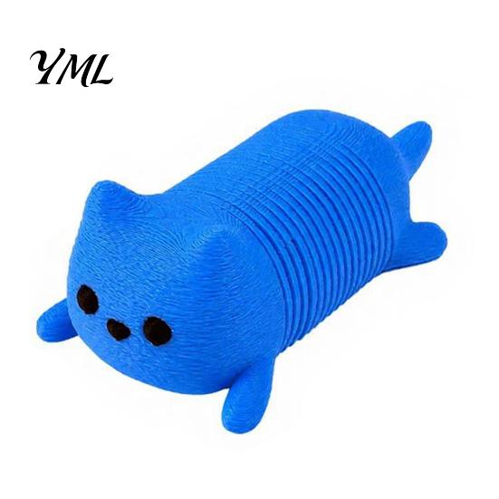 Stressabbau-Gadget 1/4 Stück 3D-gedrucktes federndes Katzen-Fidget-Spielzeug, liegendes Federhund-Sensorik-Spielzeug, dehnbares flexibles Tier für Schreibtischdekoration
