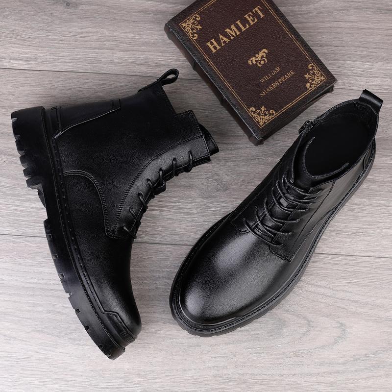 Botas de Cuero para Hombre Más Nuevas Piel Compuesta Cómodas Calientes Zapatos de Invierno Tácticos Militares Diseñador Exterior Botines Para Botas de Hombre