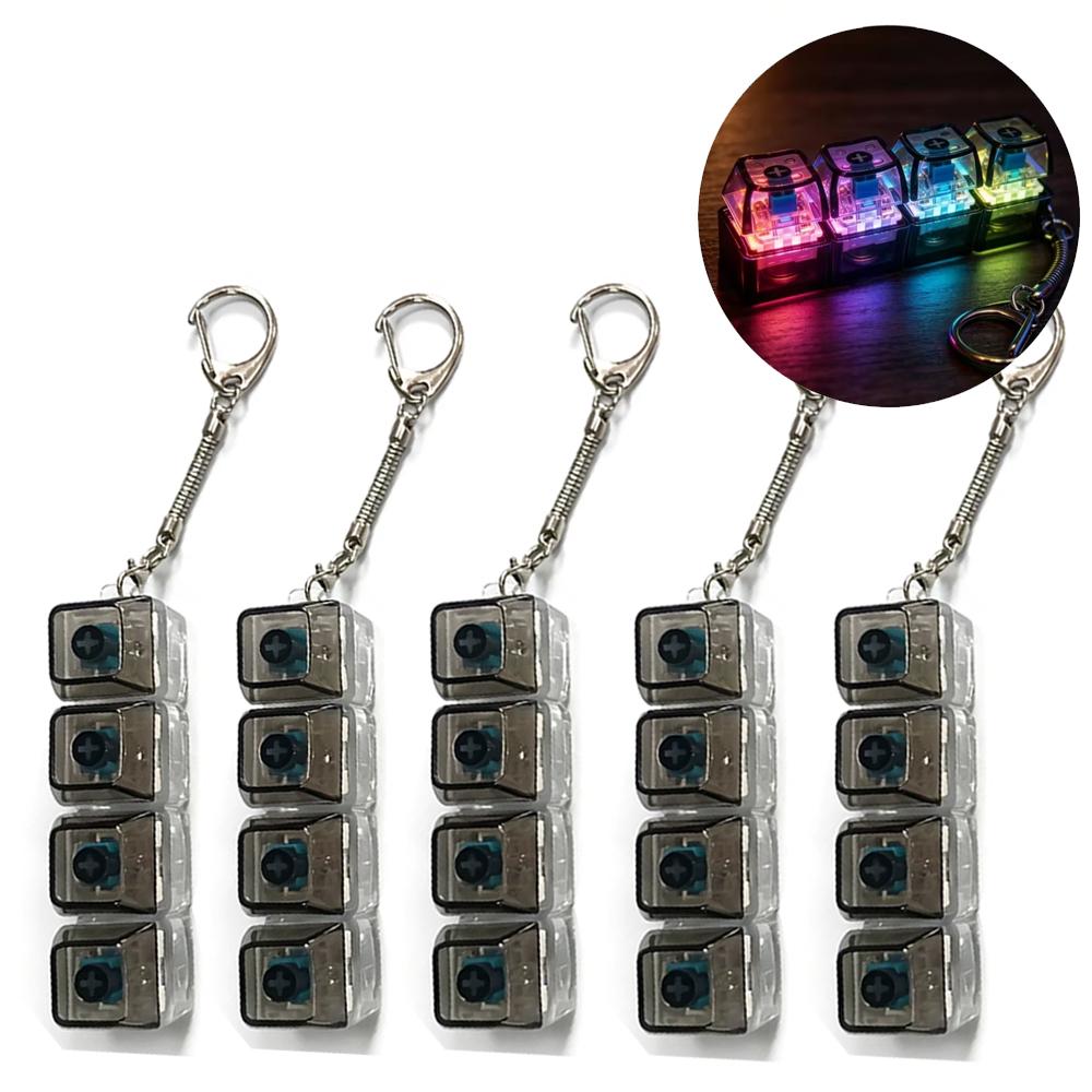 High Quality 5Pcs Multi-Style Light Up Keycap Keychain, Stress Relief Click Fidget Toy, Portable Desk Accessory Birthday Gift