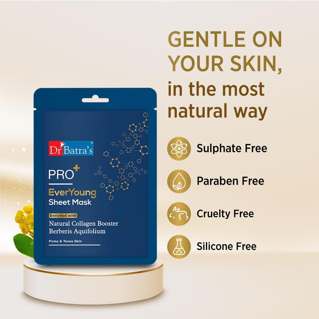 Dr. Batra's PRO+ Everyoung Tuchmaske 25g X 2er-Pack Natürlicher Kollagen-Booster für glatte, strahlende Haut