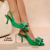 2026 New Elegant Light Luxury Pointed High Heels Rhinestone Bow Women's Shoes Suede Light Mouth Stiletto Fashion Sandals