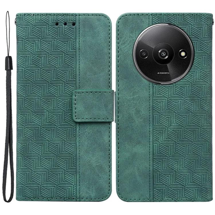 For Xiaomi Redmi A3 / Poco C61 4G Cell Phone Case Leather Cover Phone Protective Shell Geometry Design