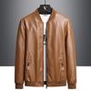 Men  Casual  Stand Collar  Straight Hem  Zip  Leather Jacket  Plus Size  Jacket  8xl
