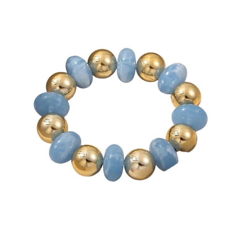 Vibrant Multicolor Acrylic Bead Bracelet Lightweight Waterproof Jewelry Wrist Chain For Everyday Wear & Party