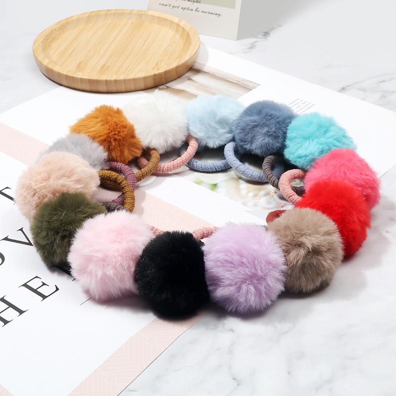 21 Colors Cute Soft Hairballs Hair Ties Hairy Balls Rubber Bands Elastic Hair Rings Fashion Hair Accessories for Girls Children