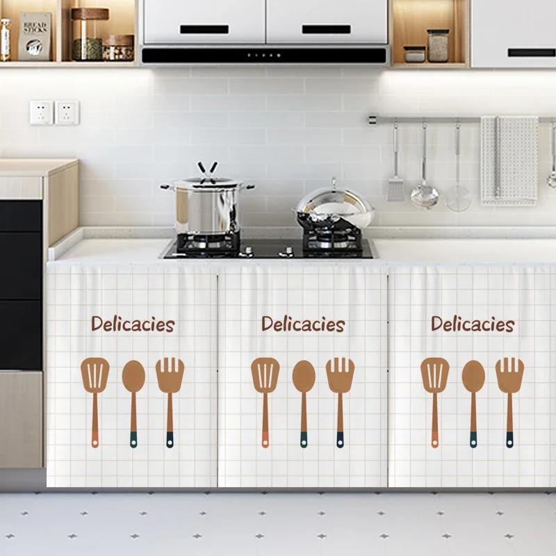 Cabinet Curtain for Kitchen Short Curtains Privacy Closet Cover Dust-Proof Under Sink Curtains for Small Kitchen Storage Room