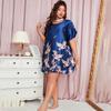 Frauen Bademantel Fledermaus Ärmel Nachthemd Seide Satin Damen Blume Sleepdress Sommer Weibliche Pyjamas