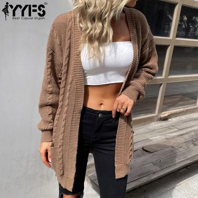 Chaquetas y abrigos de manga larga para mujer, informales, con estampado de Color sólido, Otoño e Invierno