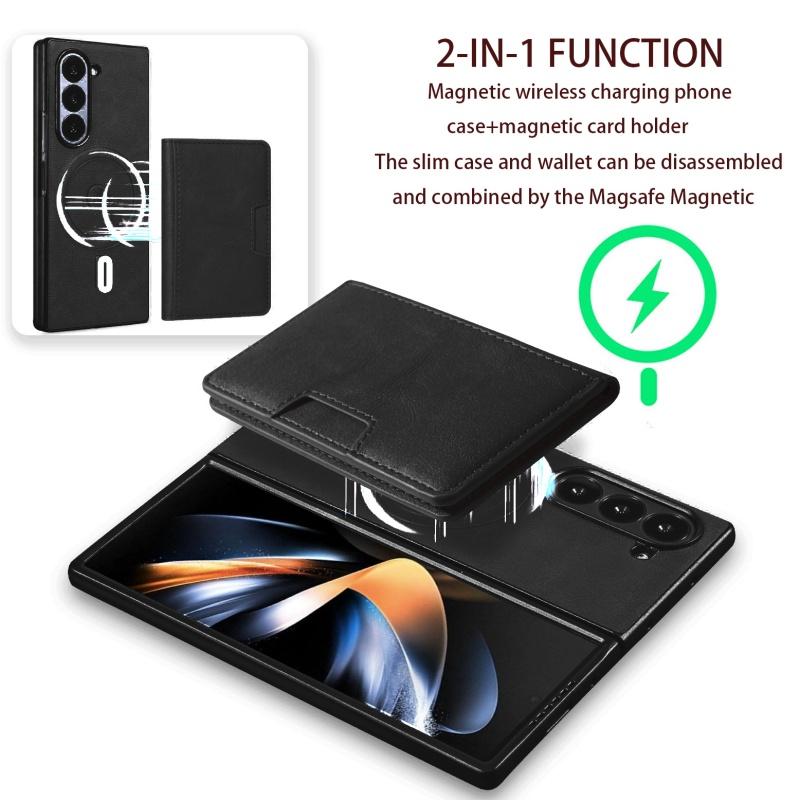 MagSafe Kabelloses Laden Leder Geldbörse Handyhülle Für Samsung Galaxy Z Fold 7 6 5 4 3 Fold7 Fold6 Fold5 Flip Geldbörse Kartenhülle