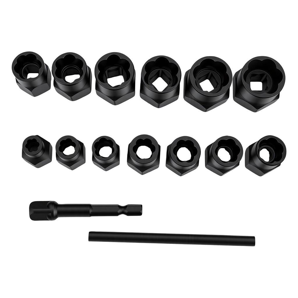 Nut Bolt Extractor Bolt Remover Socket Set for Extracting Stripped Rusted Damaged Fasteners CC Style Nut Remover +