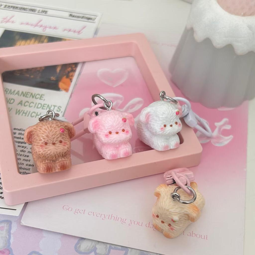 Creative 3D Resin Puppy Keychain - Cute Cartoon Teddy Bag Charm