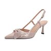 Baotou Sandals Women's 2025 New Summer Pointed Head Thin Heel Empty Single Shoes Bow Red Large Size High Heels