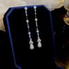 Silver needle zircon pearl water drop fringed earrings niche simple and elegant temperament earrings light luxury high-end earrings women