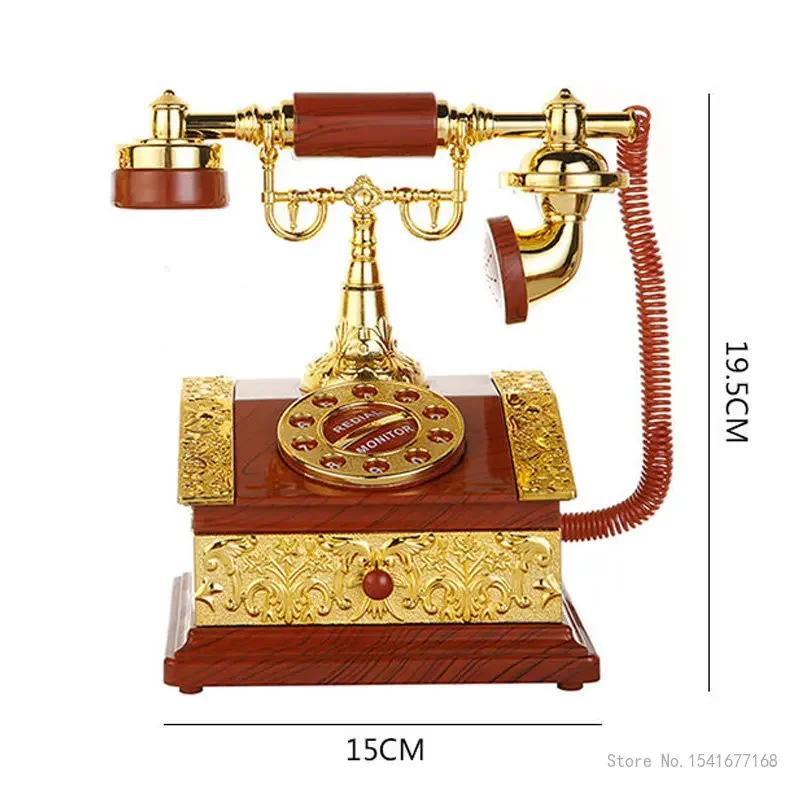 Retro Telephone Music Box Vintage Mechanical Phonograph Jewelry Storage Case Creative Birthday Gift Antique Home Table Decor