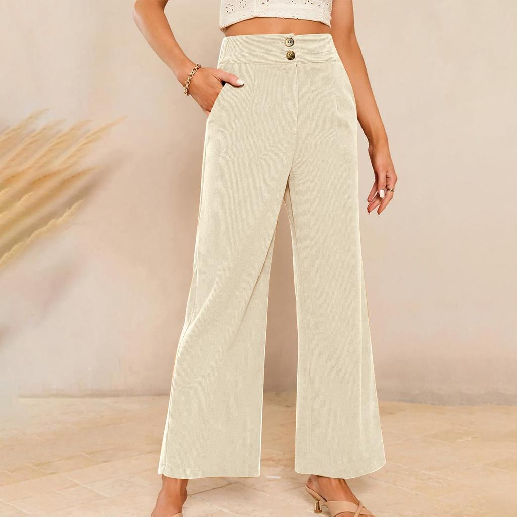 Women's Corduroy Pants Casual Women's Color Corduroy Loose Straight Pants