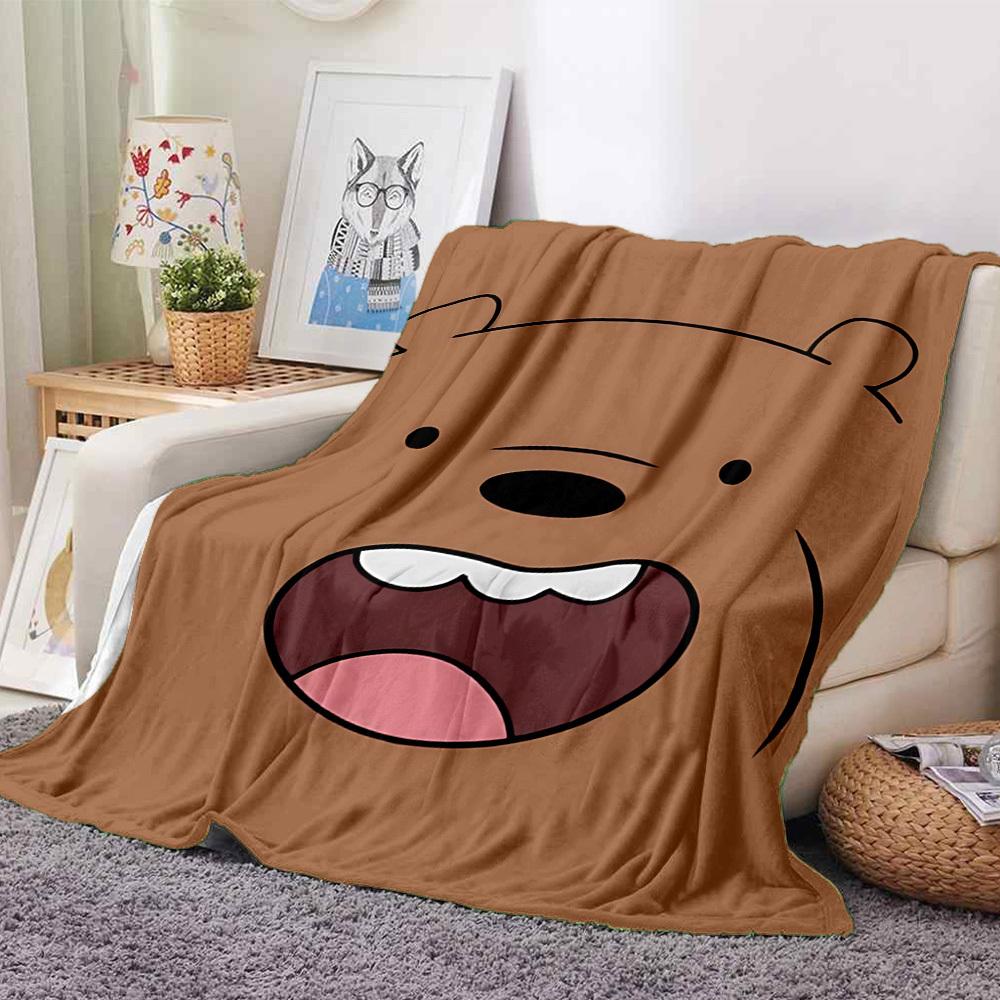 1pc We Bare Bears Flannel Throw Blanket Lightweight Soft Warm All Season Blanket for Sofa, Bed, Travel,L1028064