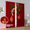 2pcs,2D Plane Printing Pattern Curtains Christmas Candy Cane Holly Ornament (4) Durable Polyester (without Rod) Versatile All