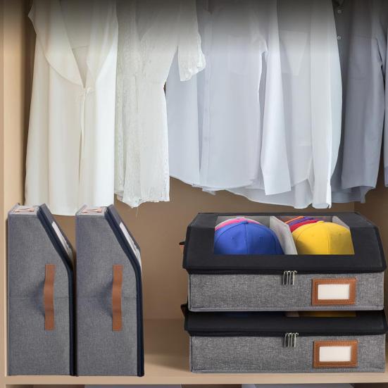 Hat Organizer with Clear Window Lid Flip Access Design Stackable Adjustable