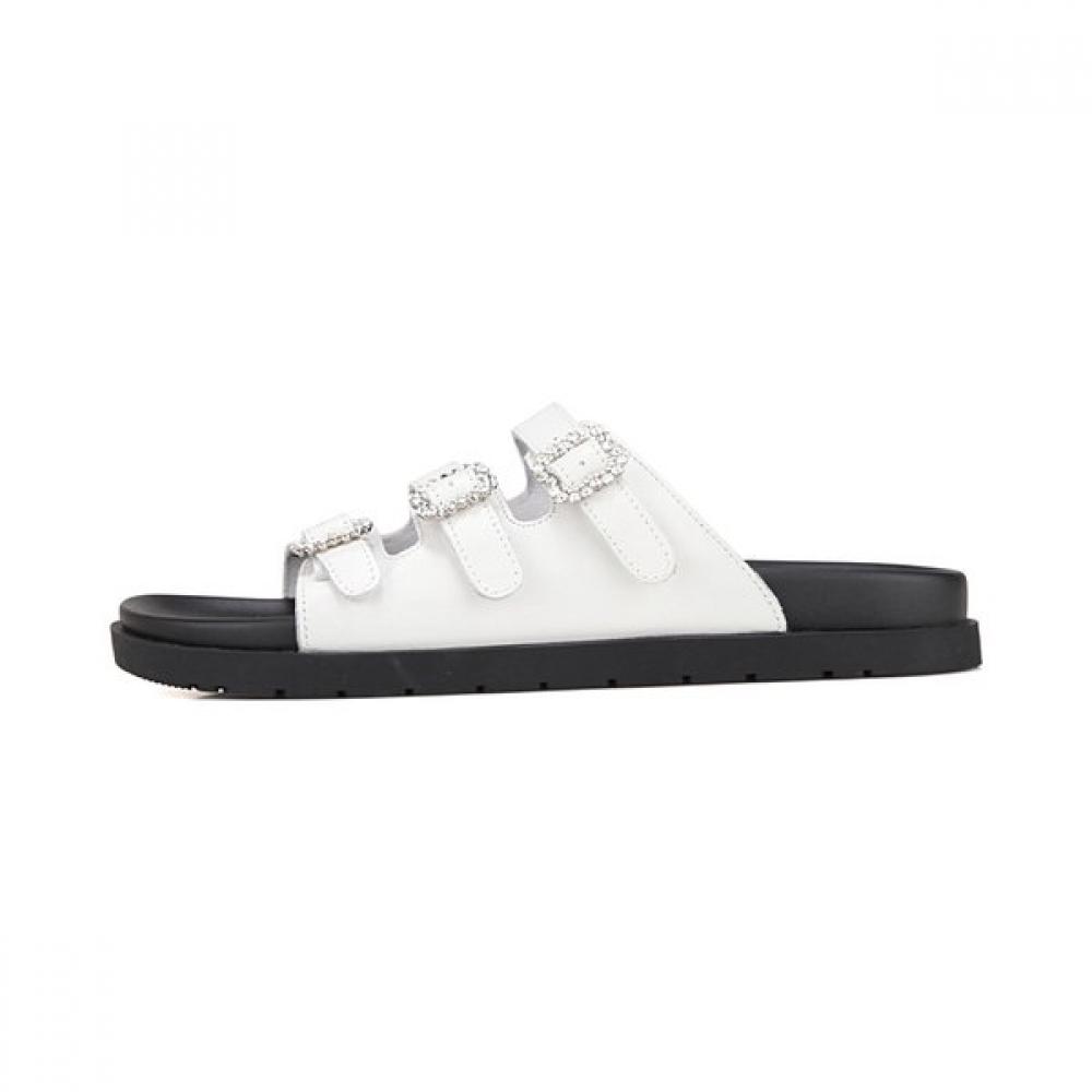 Barbara Daily Mule Slide Leather Jewel Buckle 2.5cm Bbj331wt