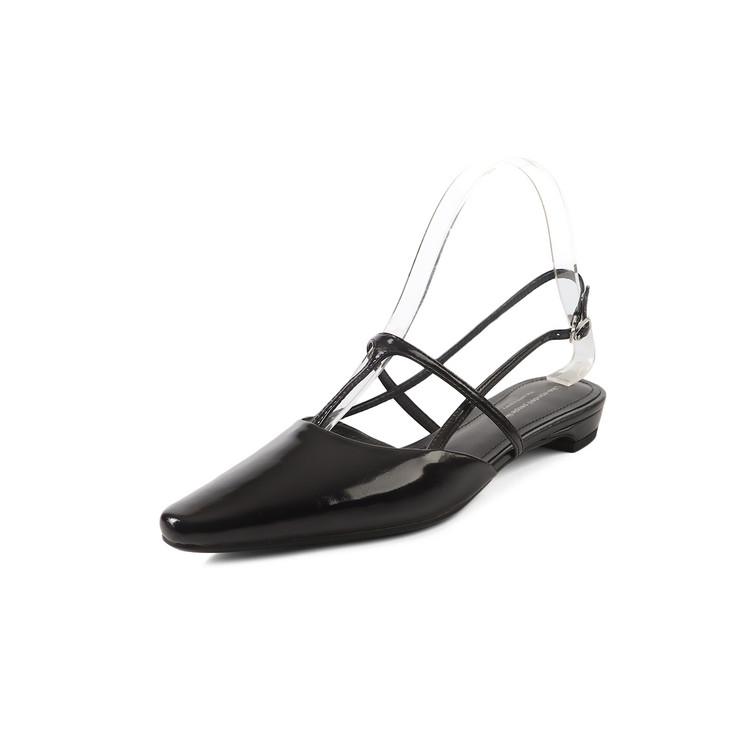 Mode NEU Sommer Damen Sandalen Echtes Leder Schuhe für Damen Zehen bedeckt Slingback Schuhe Spitze Zehen Niedriger Absatz Prägnante Designer Sandalen