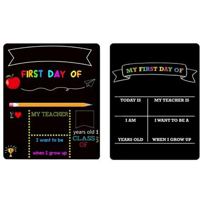 Back To School Board First & Last Day of Kindergarten Sign Double-Sided Erasable Chalkboard Message Board For Preschool