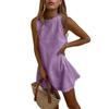 Women's Spring/Summer Solid Scalloped Trim Sleeveless Casual Dress