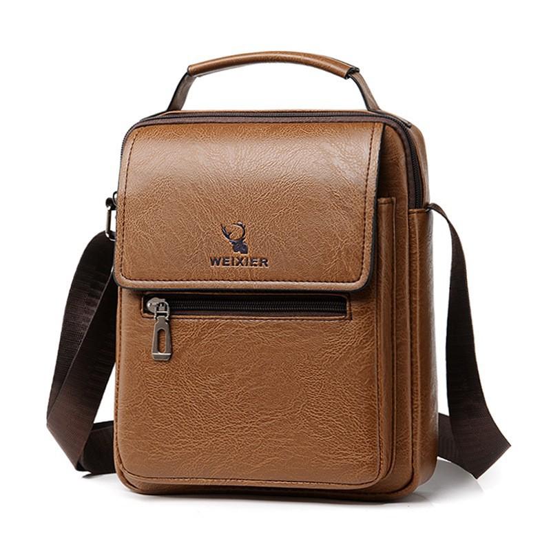 Retro Crossbody Bag Men s Vertical Business Waterproof Shoulder Handbag Hanging Commuting 21x6x26 светло-коричневого