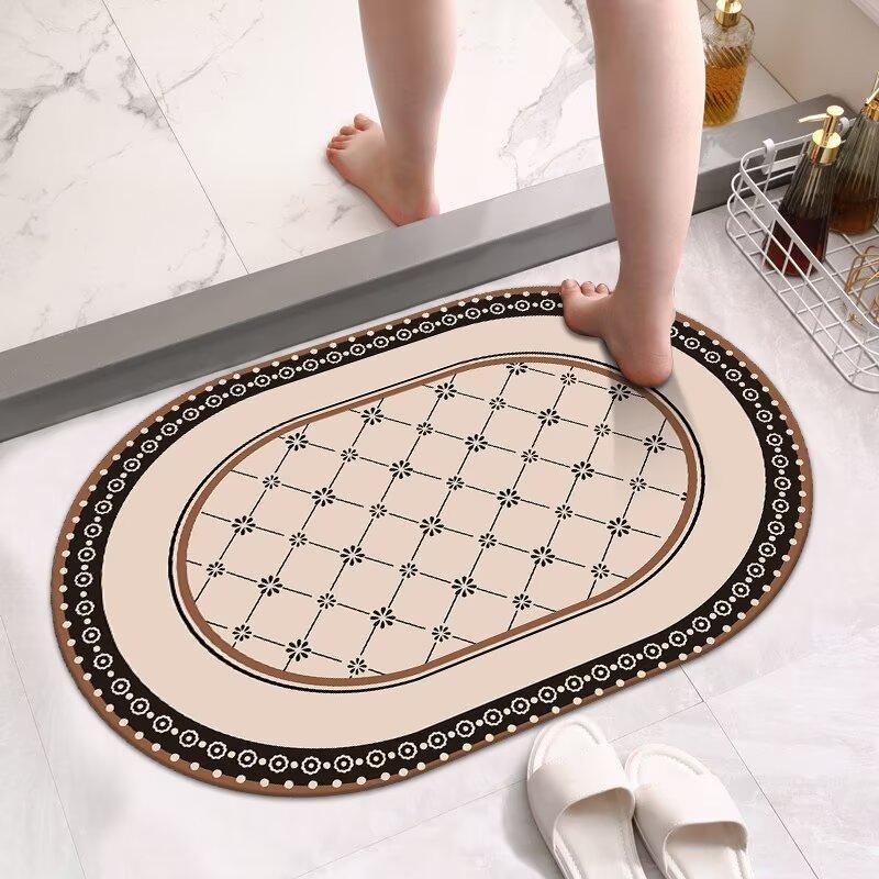 Weiche Kieselgur Toilettenbodenmatte Badezimmer Saugmatte Toilettentürmatte Waschtisch Schnelltrocknend Rutschfest Fußmatte