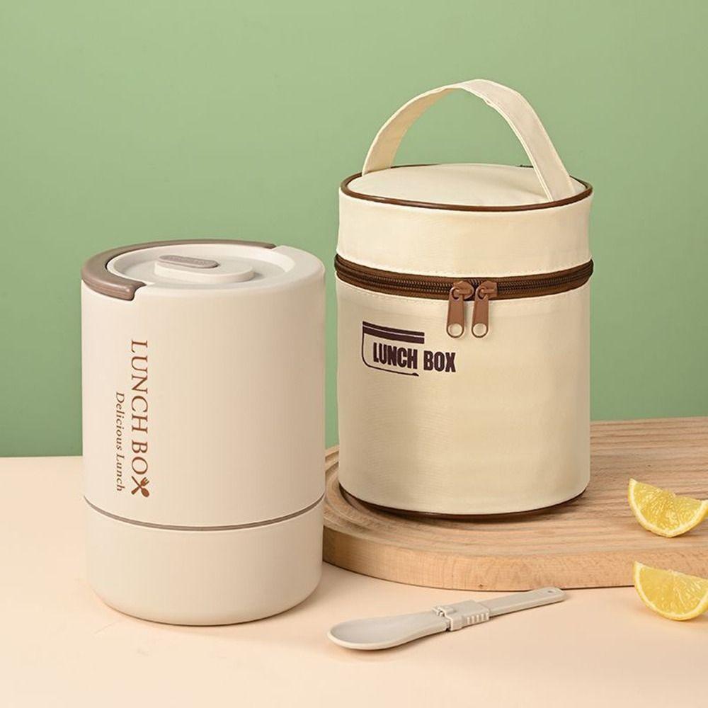 Large Capacity Thermal Lunch Box Round Insulated Lunch Box Portable Lunch Container Set  School