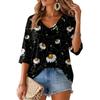 Women's V-Neck Print Lightweight Blouse for Spring and Summer