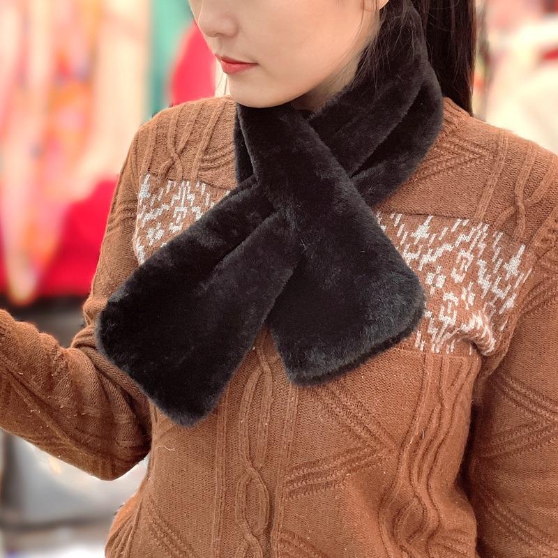 Scarf women's winter imitation rose rabbit fur plush shawl thickened fake collar scarf women's warm thickened plush scarf tide