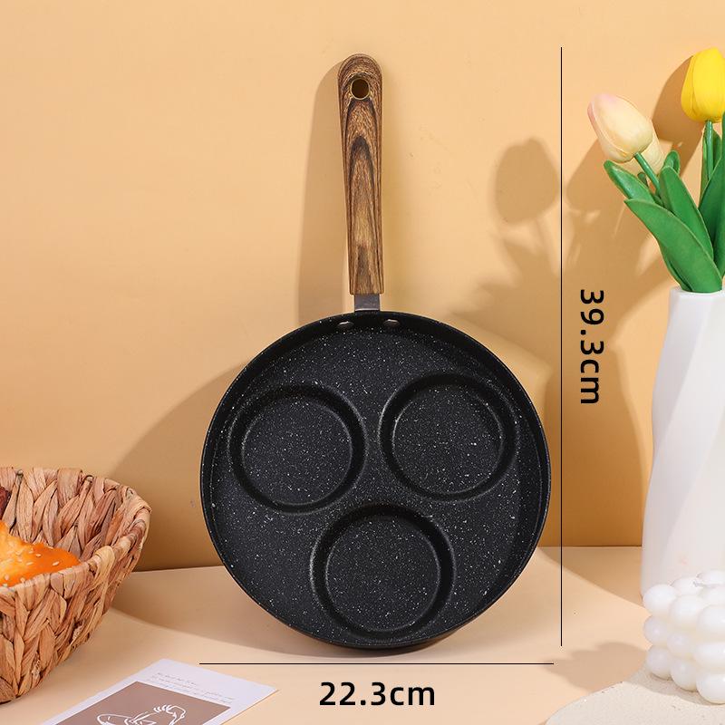 Non-Stick Maifan Stone Breakfast Frying Pan with Multiple Holes for Eggs and Dumplings