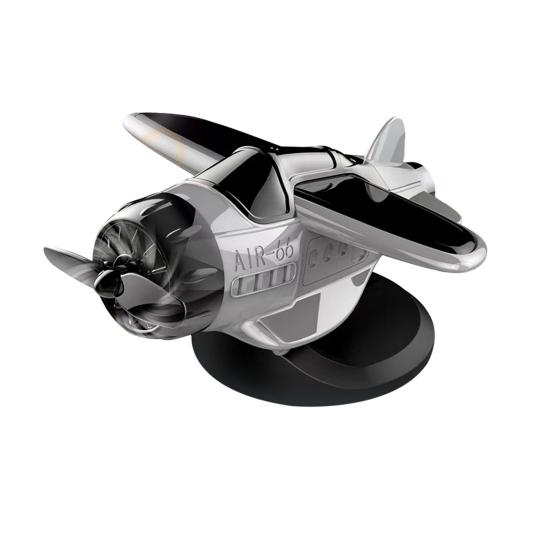 Solar Powered Airplane Car Ornament Dashboard Aircraft Model with Suction Cup 360 Degrees  Rotating Propeller Center Console Drift Accessory