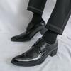 Fashion Classic Men High-heeled Formal Shoes Lace-up Business Fashion Pointed-toe Leather Shoes European-style Wedding Banquet Shoes Men