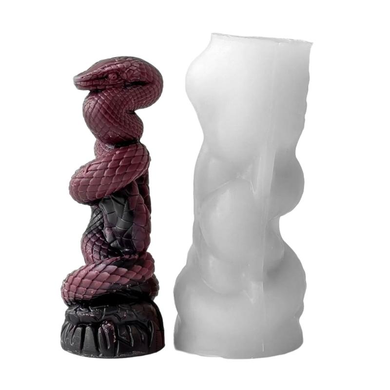 Snake Embossed Cylinder Silicone Candle Molds Silicone Pillar Candle Molds for Epoxy Resin Candle Soap Home Decoration