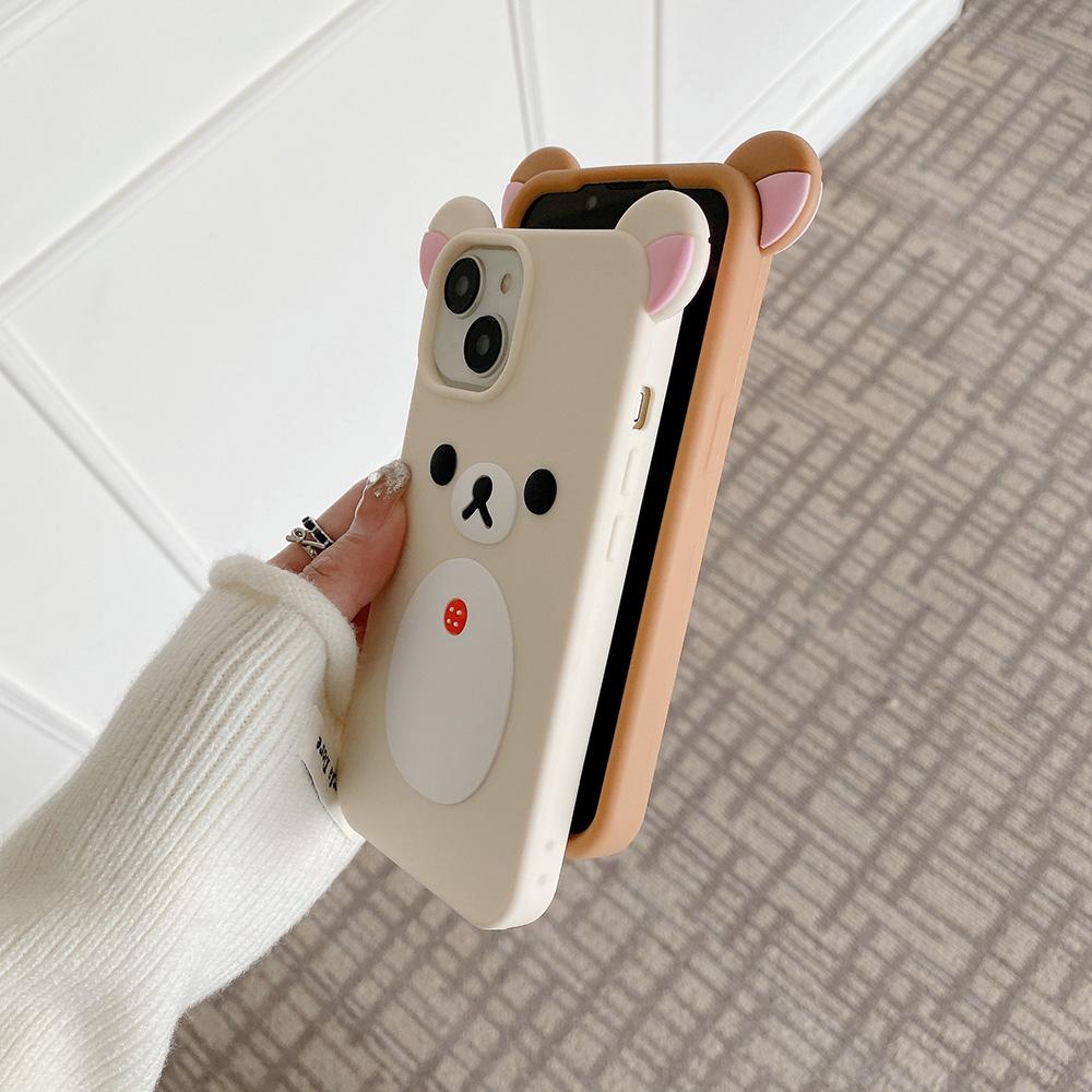 Pro iPhone 11 12 13 14 15 16 Pro Max Módní Roztomilý 3D Kreslený Rilakkuma Medvídek Měkký Silikonový Kryt na Telefon Zadní Kryt