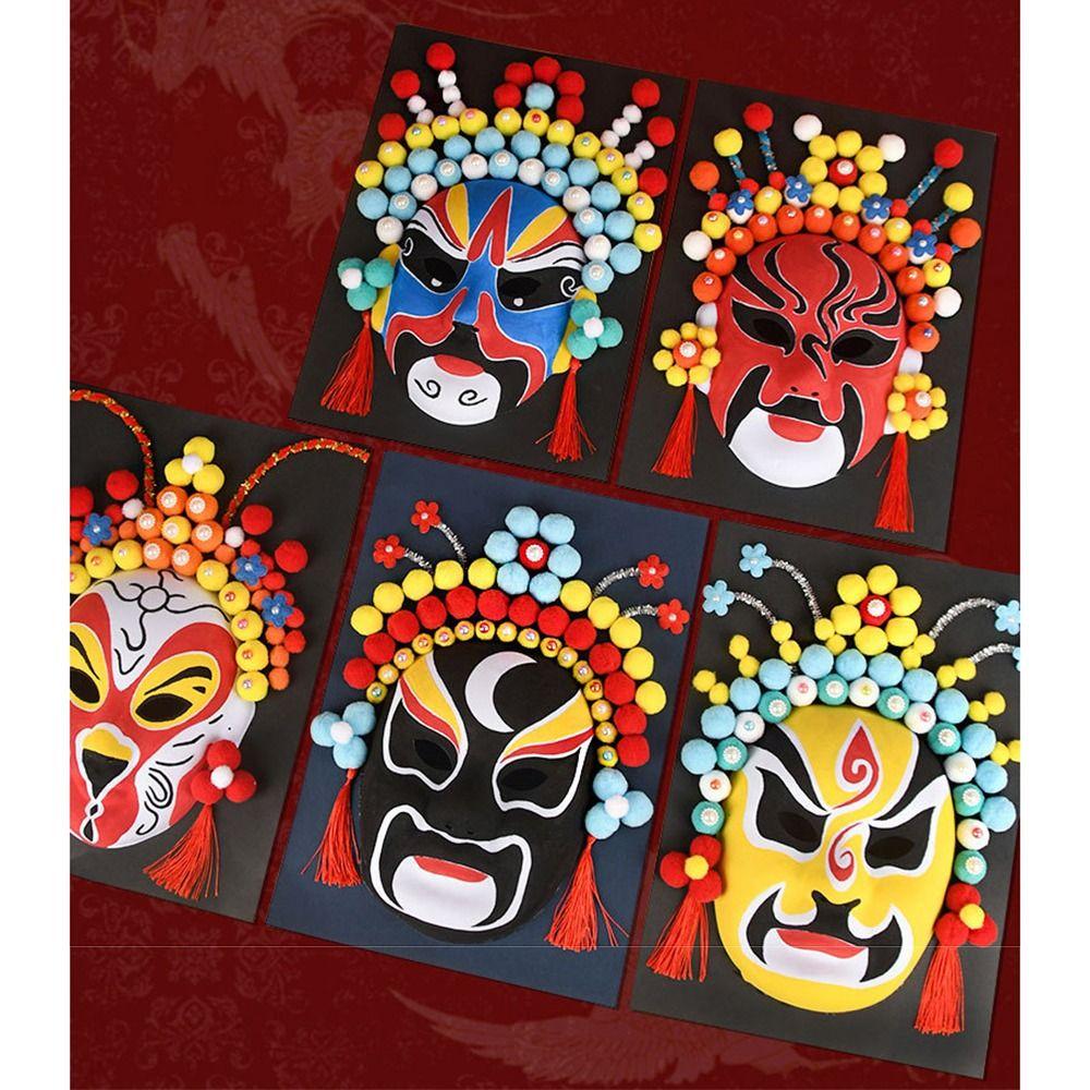 Decorative Ornaments Beijing Opera Mask Craft Material Kids DIY Mask Paint Masquerade Party