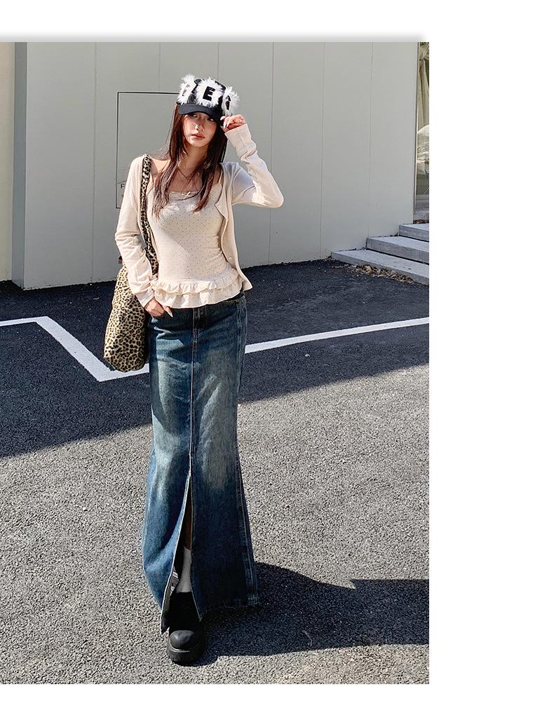 High Waist Retro Denim Mermaid Skirt - Women's A-line Hip-hugging Style for 2026 Spring/Autumn