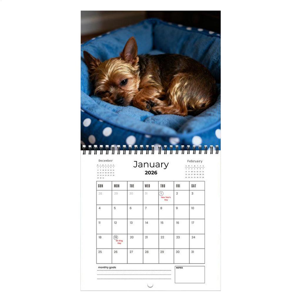 2026 Cute Dog Calendar Funny 12 Month Planner Double-sided Monthly/weekly View Daily Calendar