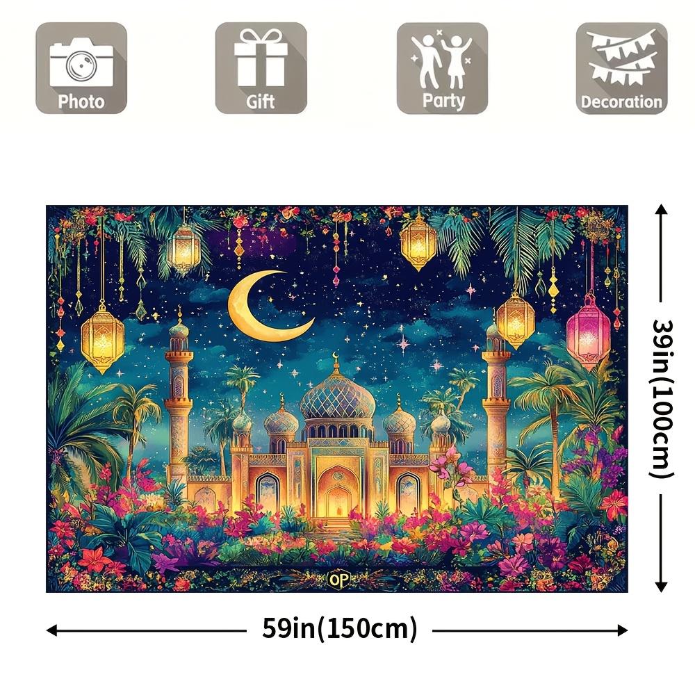 1Pcs Ramadan Mubarak Crescent Moon Decoration Background Backdrop For Photo Studio Photo Booth Party