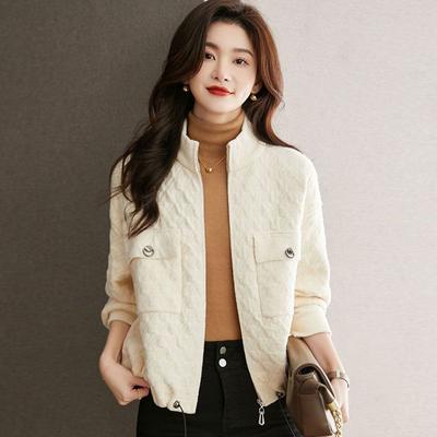 Giacca da baseball alla moda da donna primavera autunno manica corta cappotto chic inizio primavera collo alto capispalla