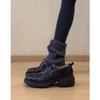 Retro platformy z okrągłym noskiem, małe skórzane buty, nowe uniwersalne sznurowane buty w brytyjskim stylu, podwyższające czarne loafersy na grubej podeszwie