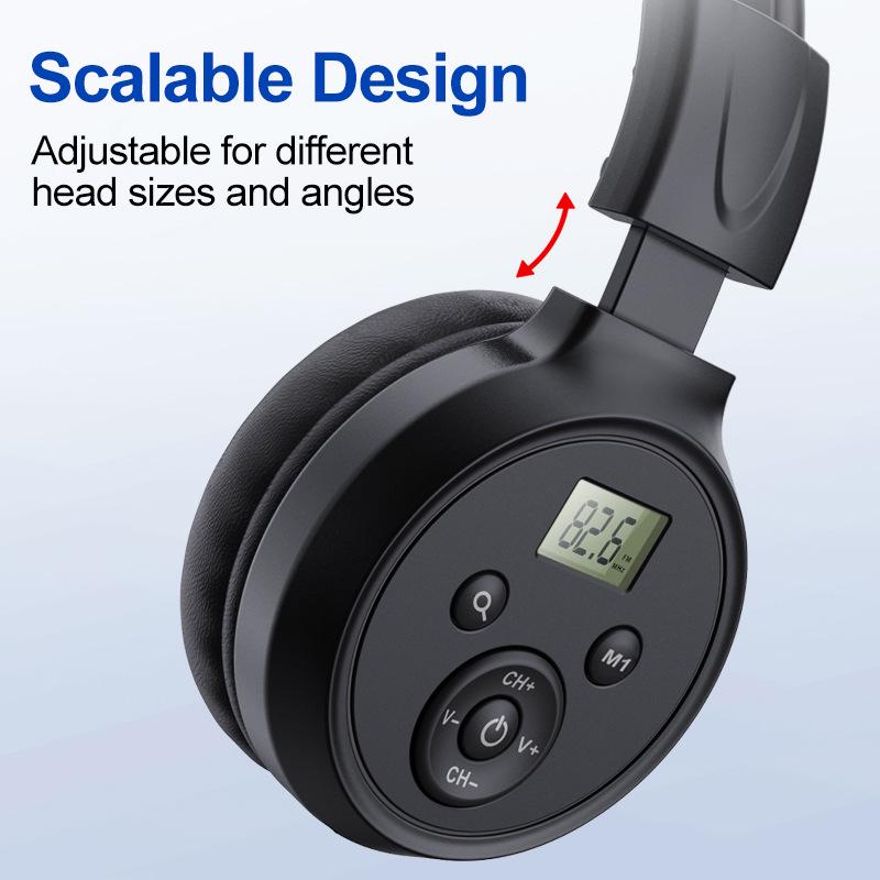2022 New Head-Mounted Rechargeable FM Radio Earphones with Station Storage