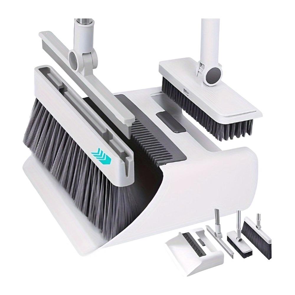 

Combo Set 4-in-1 Folding Broom Set Durable Plastic Handle Cleaning Tool Multi-Sided Cleaning Kits Hair-Free Swivel Brush белый