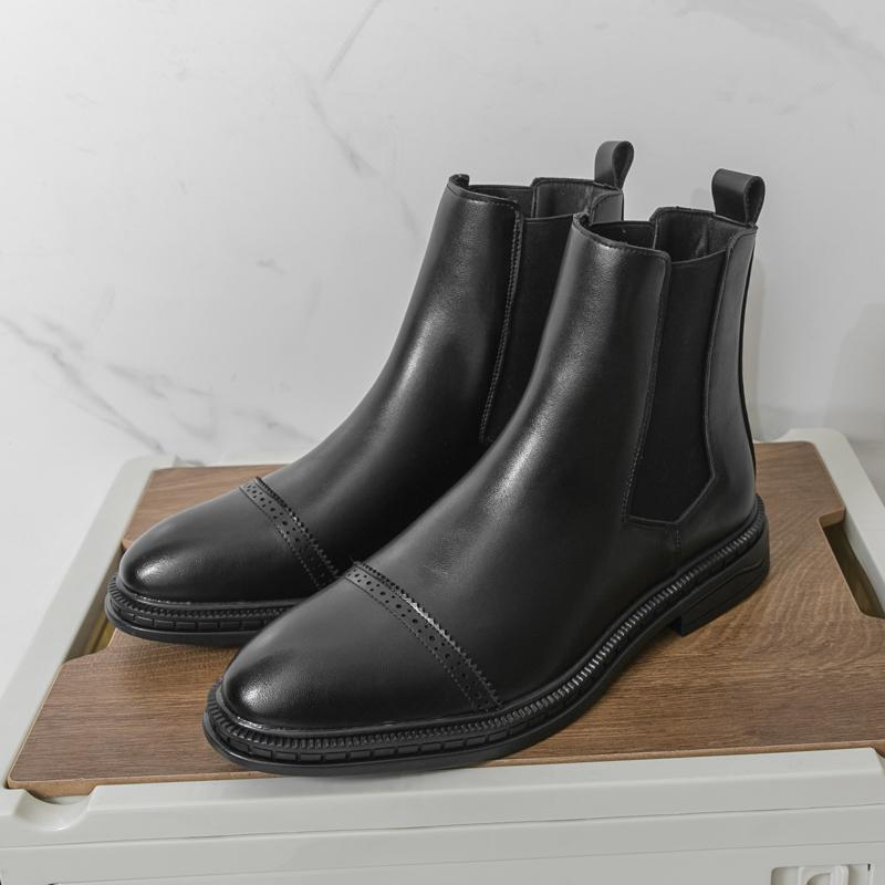 Fashion New Trend Chelsea Boots Fashion Mens Business Casual Shoes British Style High Top Shoes Classic Ankle Boots Versatile Male Botas