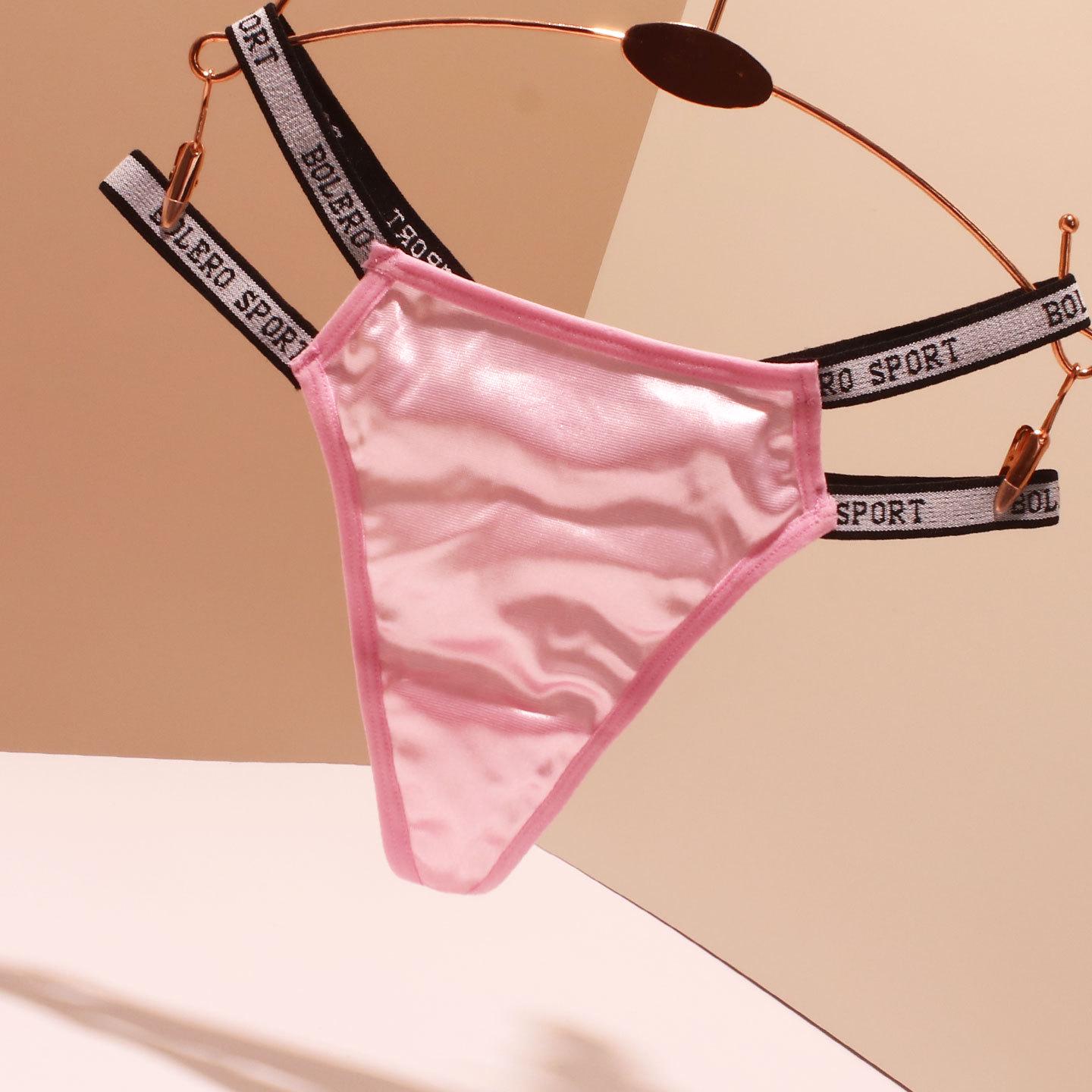 

Розкішні атласні шорти-стринги з низькою посадкою та вирізом для жінок One Size рожевий