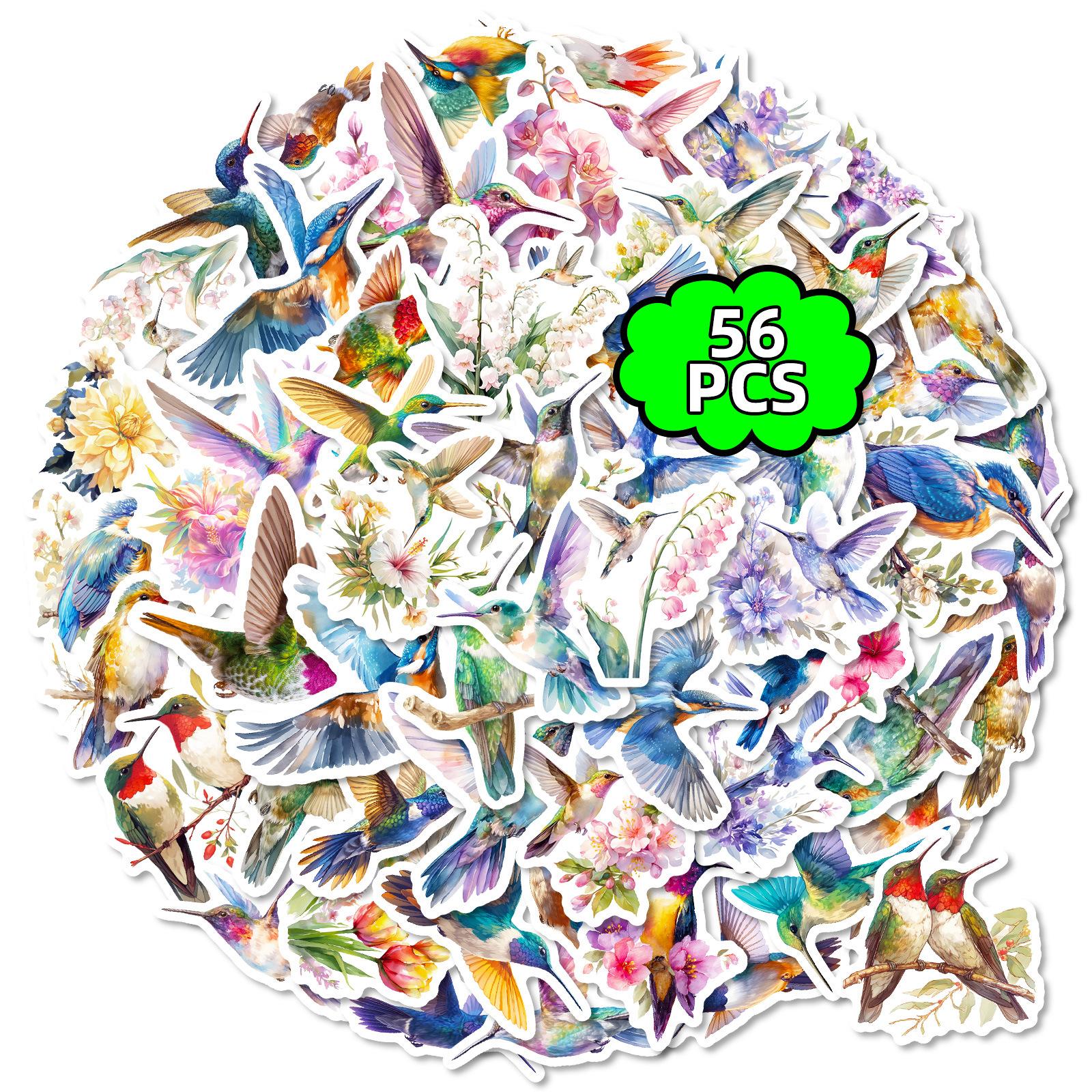 

56 Hummingbird Graffiti Stickers Cartoon Colored Birds Notebook Hand Account Material Decorative Stickers